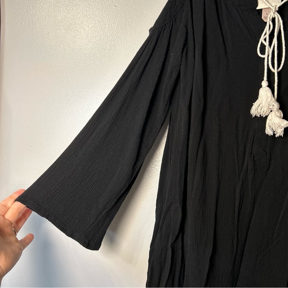 Knox Rose Large Cold Shoulder‎ Black Bohemian  Embroidered Crape Dress Cottage - Picture 4 of 9